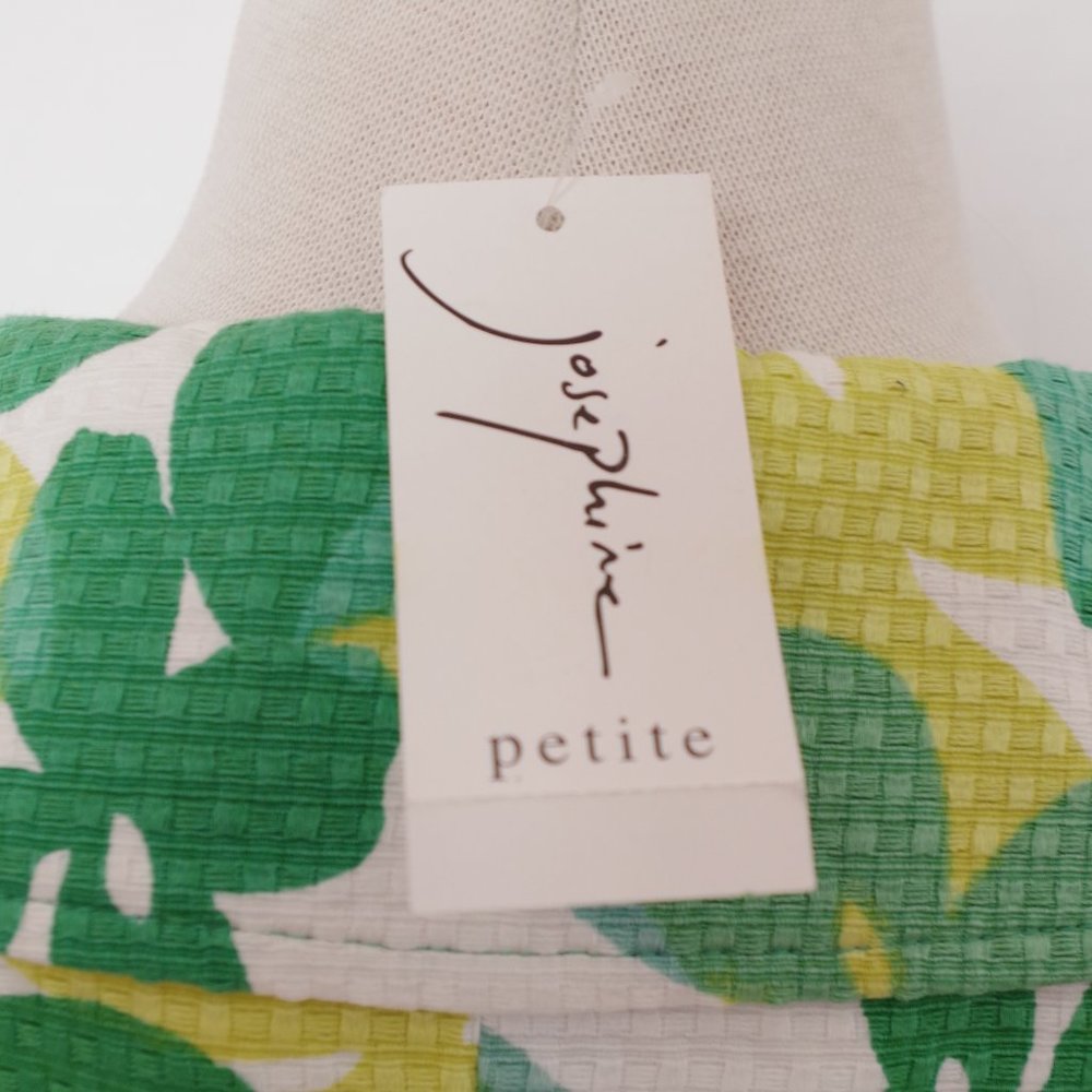 Josephine "Go Green" Textured Cotton Print Crop Sleeve Jacket NEW- Sz. 14P - Picture 5 of 6